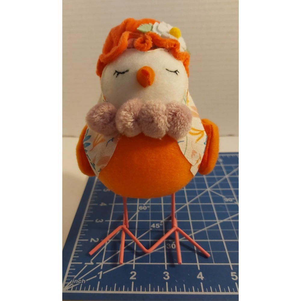 Way to Celebrate Easter Orange Chick Bird 7in Tabletop Decoration Figurine + Tag